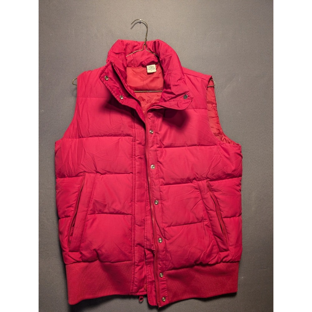 Banana Republic Puffer Vest Womens Medium Hot Pink Softshell Mock Neck Full Zip
